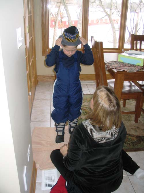 2004_01_31 018 Mason and Aunt Brook Getting Ready to Sled